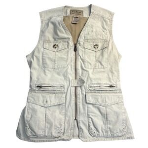 LL Bean Mens Khaki Cotton Utility Fishing Photography Vest 261600 Tan Small